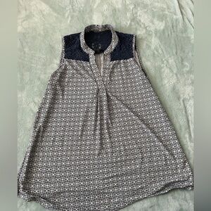 Mine Navy Blue Tank Top w/Lace Neckline medium